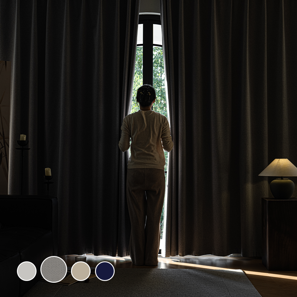 [1+1] HOMEY NEST 밝은색상 99.99% 빛차단 암막커튼 호텔식 방풍 암막 린넨커텐 아일렛형 대표 이미지