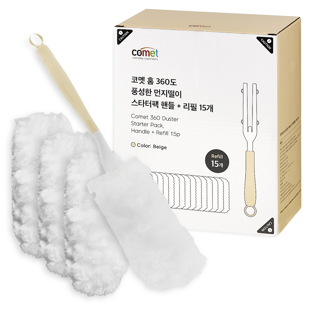 코멧 홈 360도 풍성한 핸들 먼지떨이 스타터팩 + 리필 15p 세트 대표 이미지