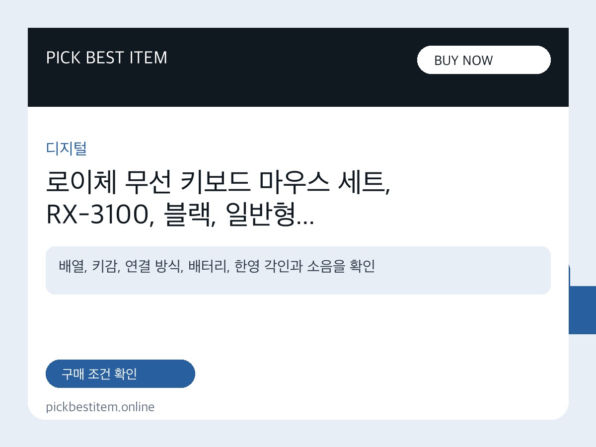 로이체 무선 키보드 마우스 세트, RX-3100, 블랙, 일반형 대표 이미지