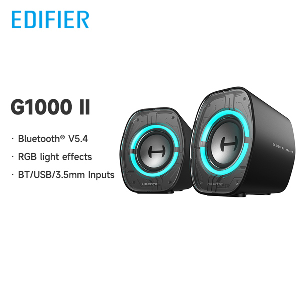 에디파이어 헤케이트 G1000 II 컴퓨터 스피커 USB-C USB-A 3.5mm 입력 RGB 조명 효과 블루투스 V5.4 4W RMS PC 스피커 대표 이미지