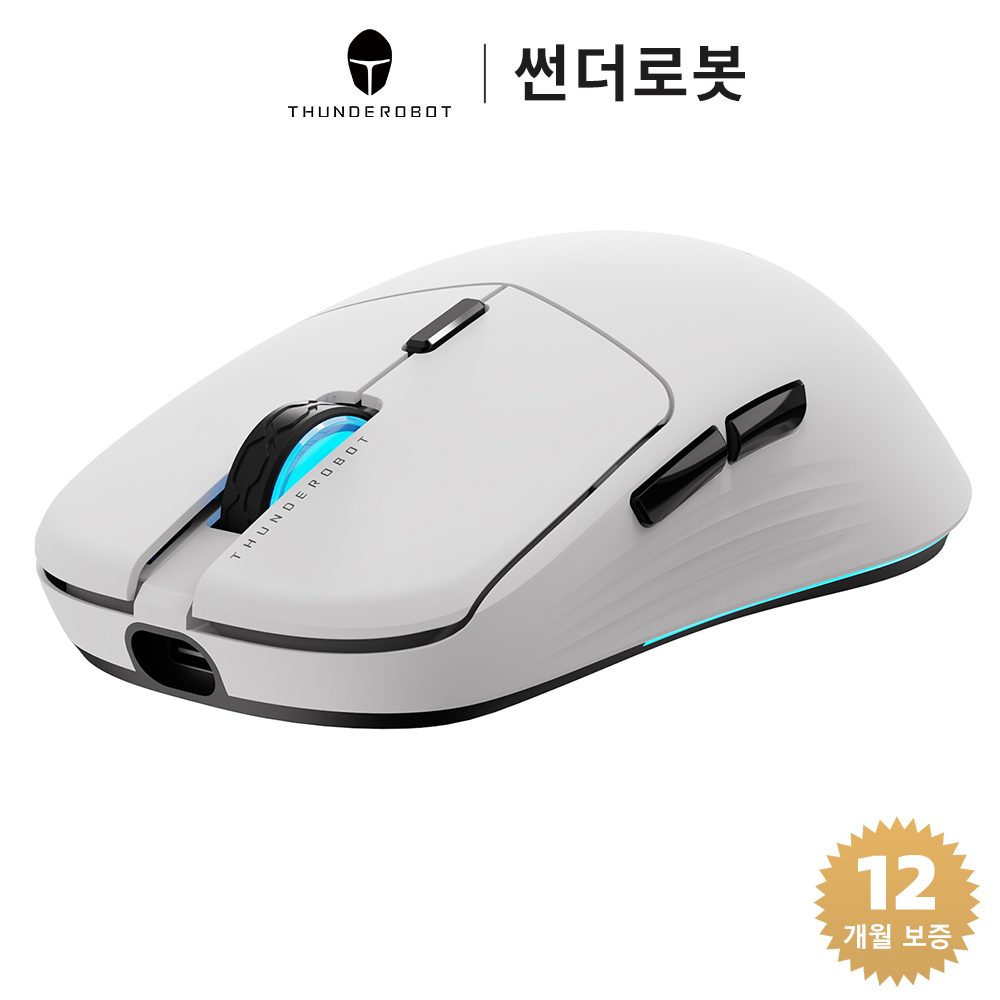 ThundeRobot 썬더로봇 무선 블루투스 경량 인체공학 RGB 게이밍 마우스 PAW3311, 화이트, ML7 대표 이미지