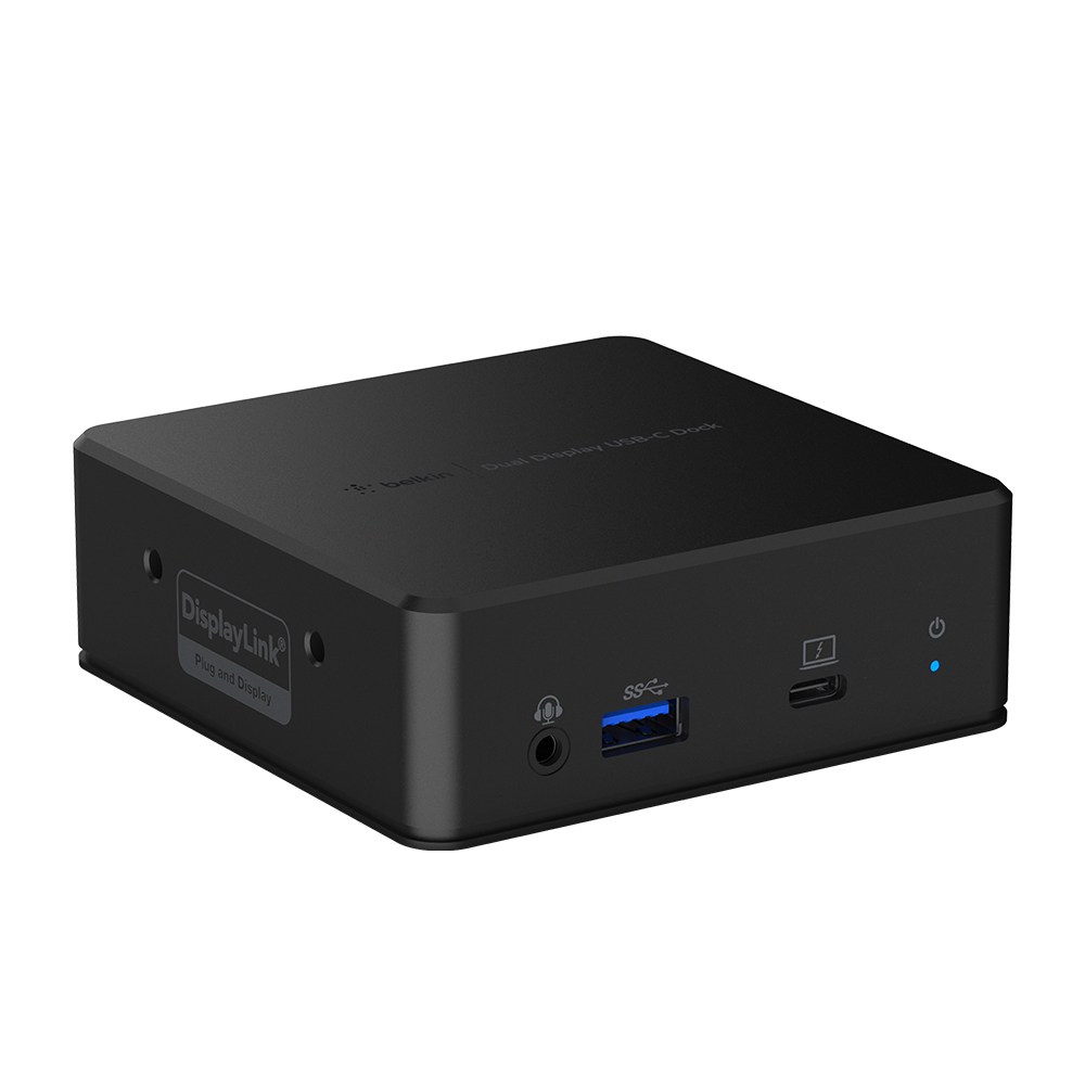 벨킨 USB C타입 듀얼 디스플레이 도킹스테이션 INC002qc, 블랙, 1개 대표 이미지
