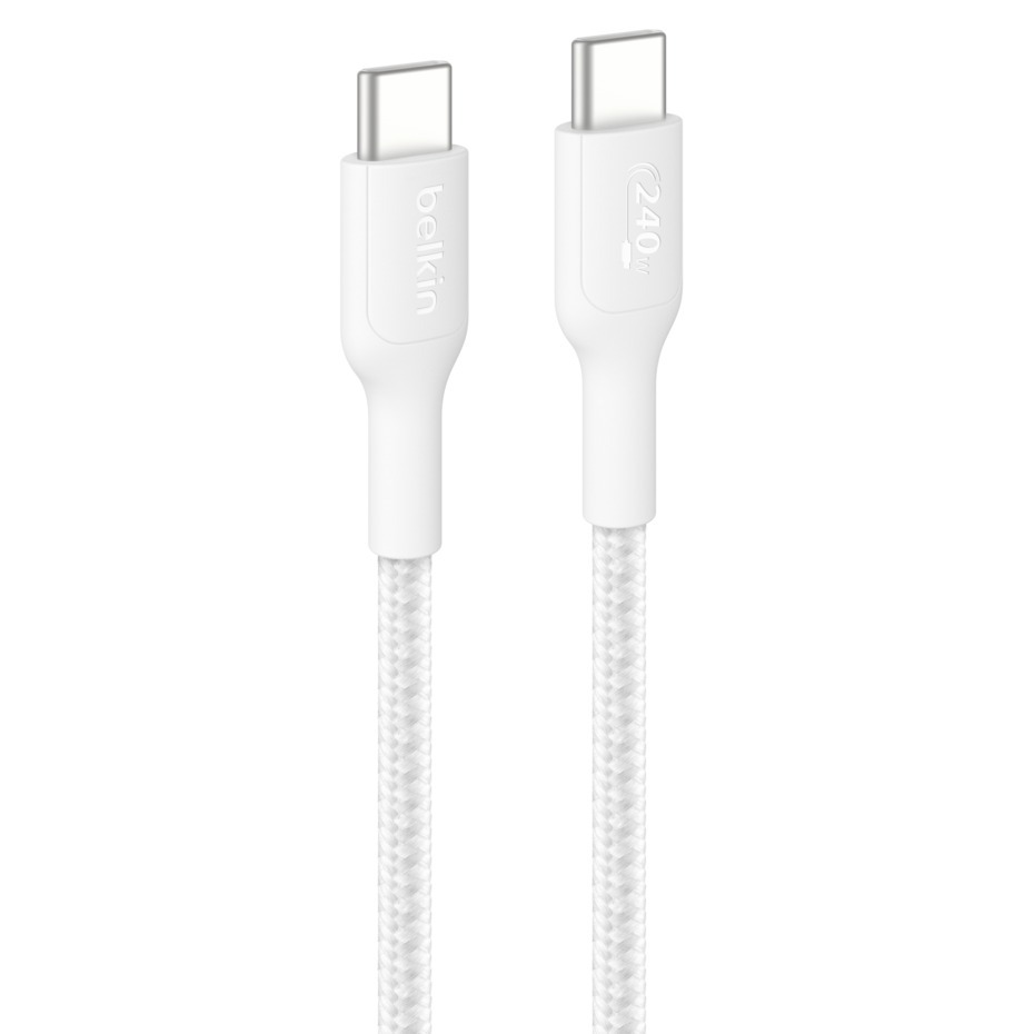 벨킨 C타입-C타입 240W 브레이디드 고속 충전 케이블 CAB025fq2MWH, 화이트, 1개, 2m 대표 이미지