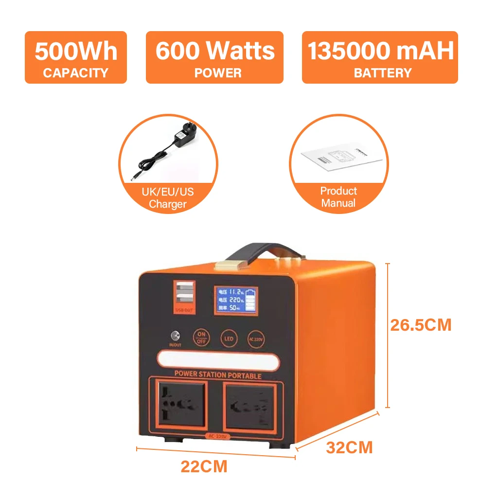 휴대용 파워스테이션 300/600/800/1000/1500/2500W 발전기 에너지 저장 파워뱅크 캠핑 여행 RV 가정용 대표 이미지