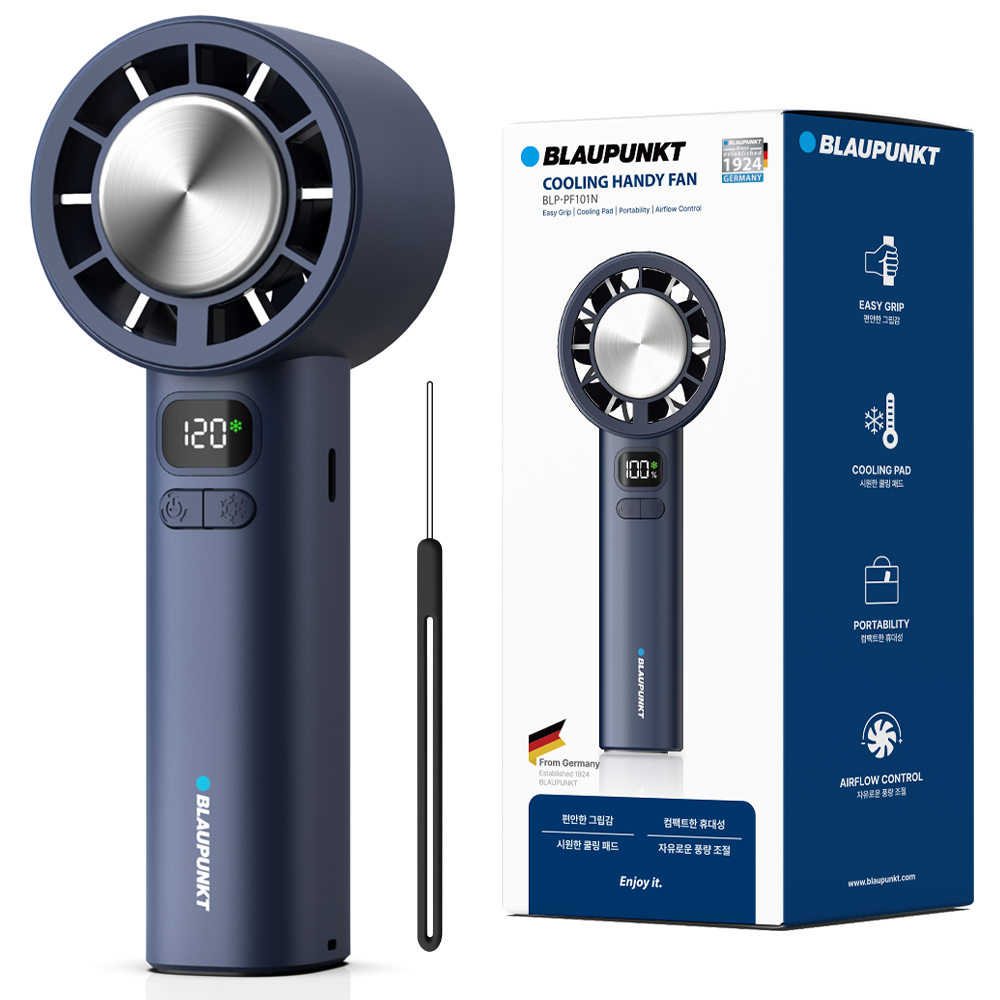 블라우풍트 에어튠 120단 초경량 아이스 쿨링 BLDC 핸디 휴대용 손 선풍기, 네이비, BLP-PF101N 대표 이미지