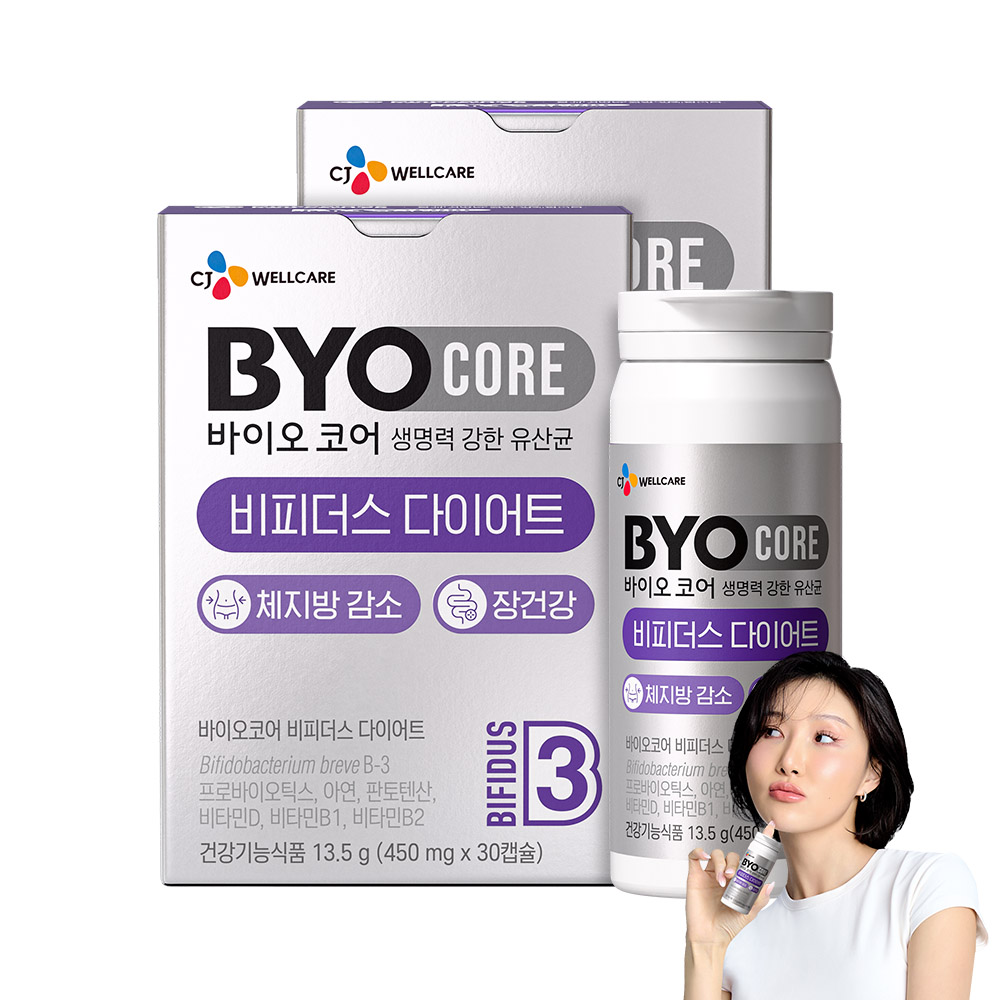 CJ웰케어 바이오코어 비피더스 다이어트 유산균 체지방 감소 프로바이오틱스, 2개, 30정 대표 이미지