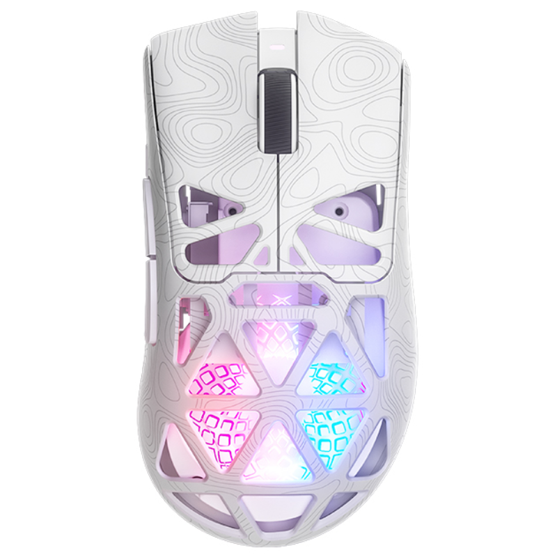 FURYCUBE G11 초경량 무선 게이밍 마우스 PAW3311 센서 메테오 볼캐노 다이내믹 RGB 3모드 연결 6단계 DPI 인체공학적 디자인 대용량 장시간 사용, 컨투어 화이트, G11마우스 대표 이미지