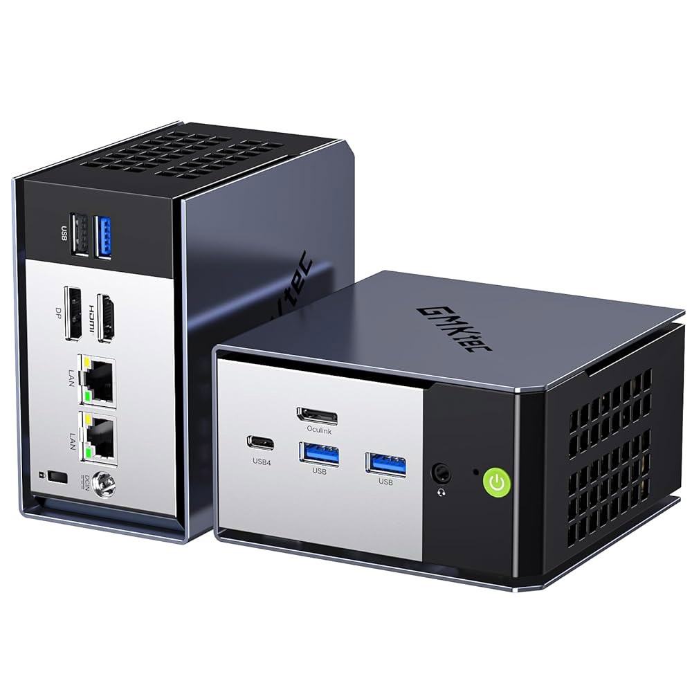 GMKTEC K12 게이밍 미니 PC 베어본 M.2 포트, 7 OCULINK RYZEN 스토리지 8745HS, 4.9GHZ), H 듀얼 (업그레이드 최대 확장, 2280 255 대표 이미지