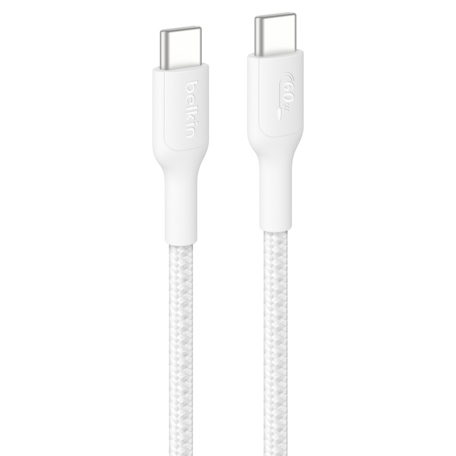 벨킨 C타입-C타입 60W 브레이디드 고속 충전 케이블 CAB024fq2MWH, 2m, 화이트, 1개 대표 이미지