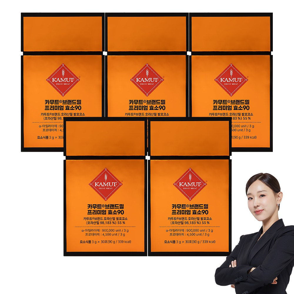 그레인온 카무트 브랜드 밀 프리미엄 효소90, 5개, 90g 대표 이미지